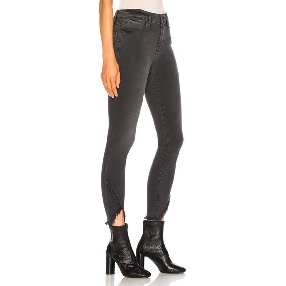 Frame Denim Le High Skinny Jeans frayed tulip hem Black Stretch Size 30 - Picture 3 of 11